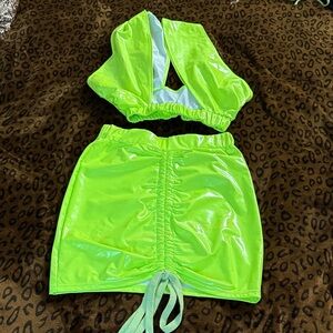 Shiny Neon Green Skirt